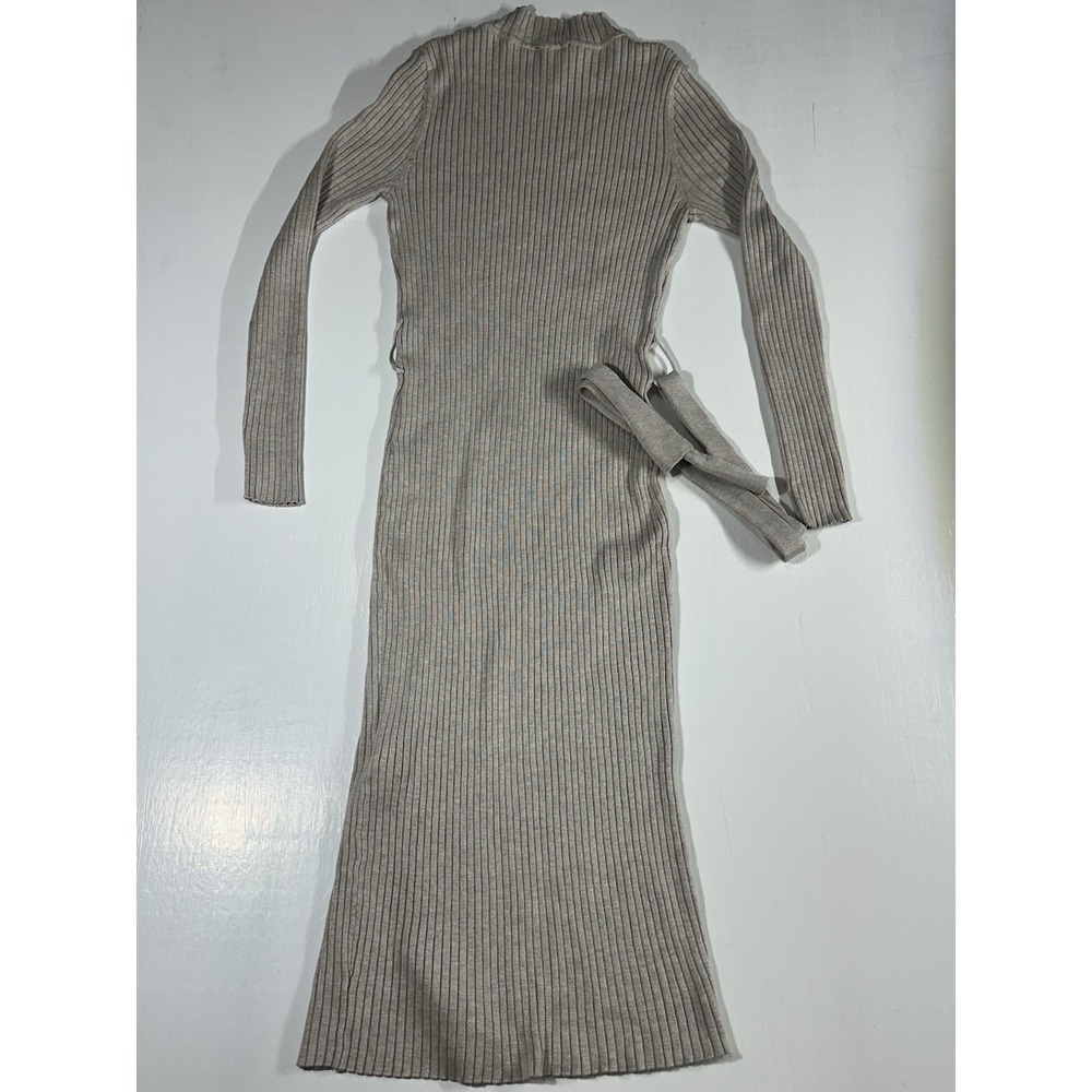 Ribbed Knit Maxi Dress: Long Sleeve Crew Neck Bodycon Party Dress - Picture 8 of 8
